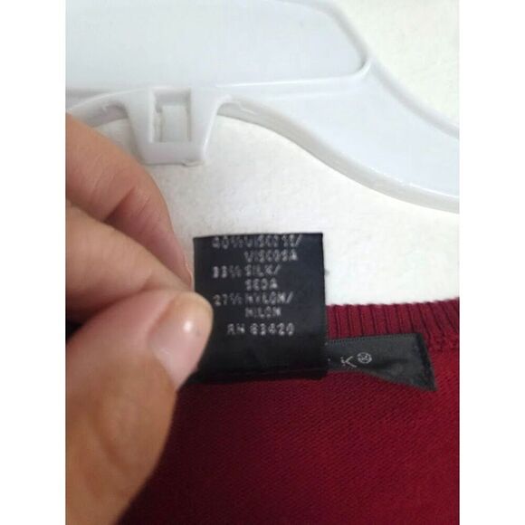 August Silk Women Dark Red Silk Blend Button Down Knit Cardigan Sweater size 1X - Picture 5 of 6